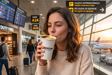 Cafe kopicup en aeropuerto